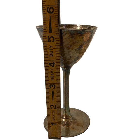 Wilcox Silver Plate Dimpled Hammered Metal Look Goblets Set Of 4 - Picture 7 of 7